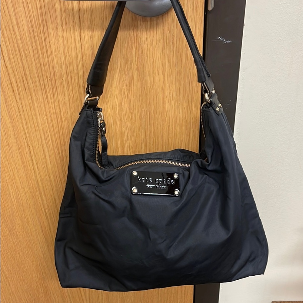 Kate Spade New York Serena Clinton Street Medium Black Nylon Purse 3 Pockets